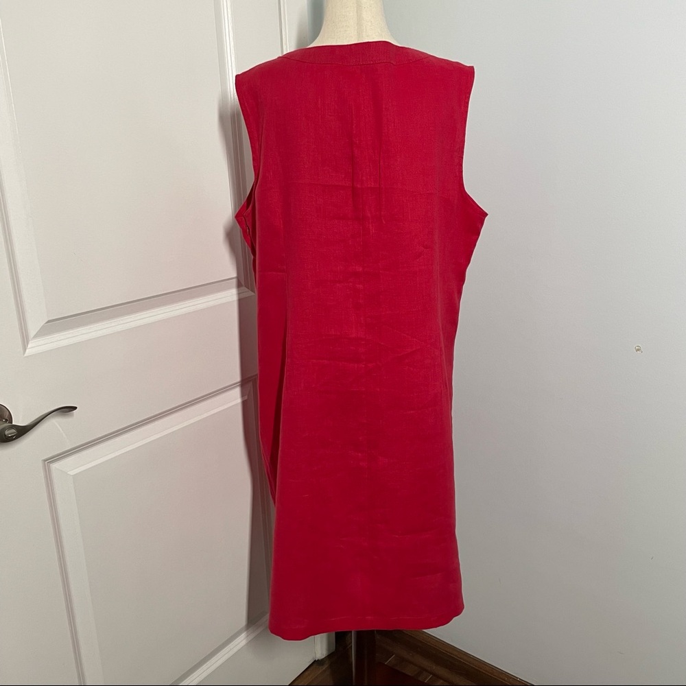 IVHO Red 100% Linen Midi Dress size XXL - Picture 4 of 8